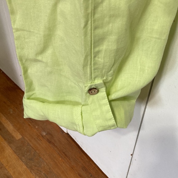 SPIRIT Linen Neon Lime Green Highlighter Drawstring Pants Womens Large - Picture 7 of 13